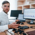 You can trust us. Polygraph examiner works in the office with his lie detector's equipment
