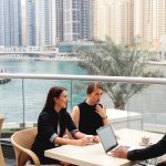 Brainstorming talking office view afro american working job inte